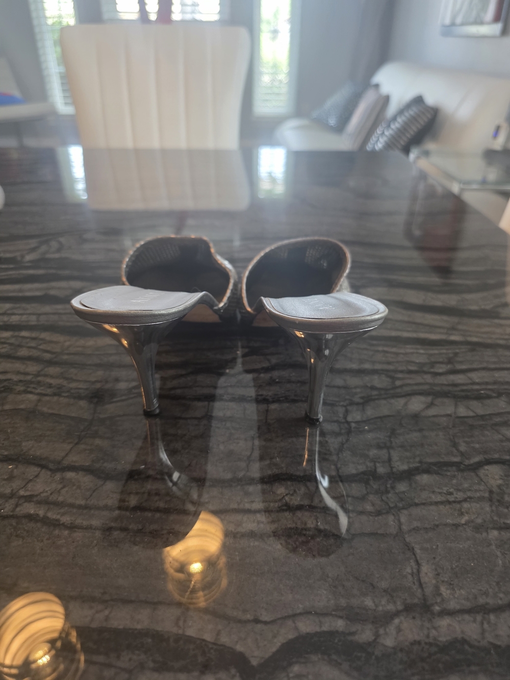 Anne Klein Silver Pointed-Toe Slip-On Mules - Picture 3 of 6